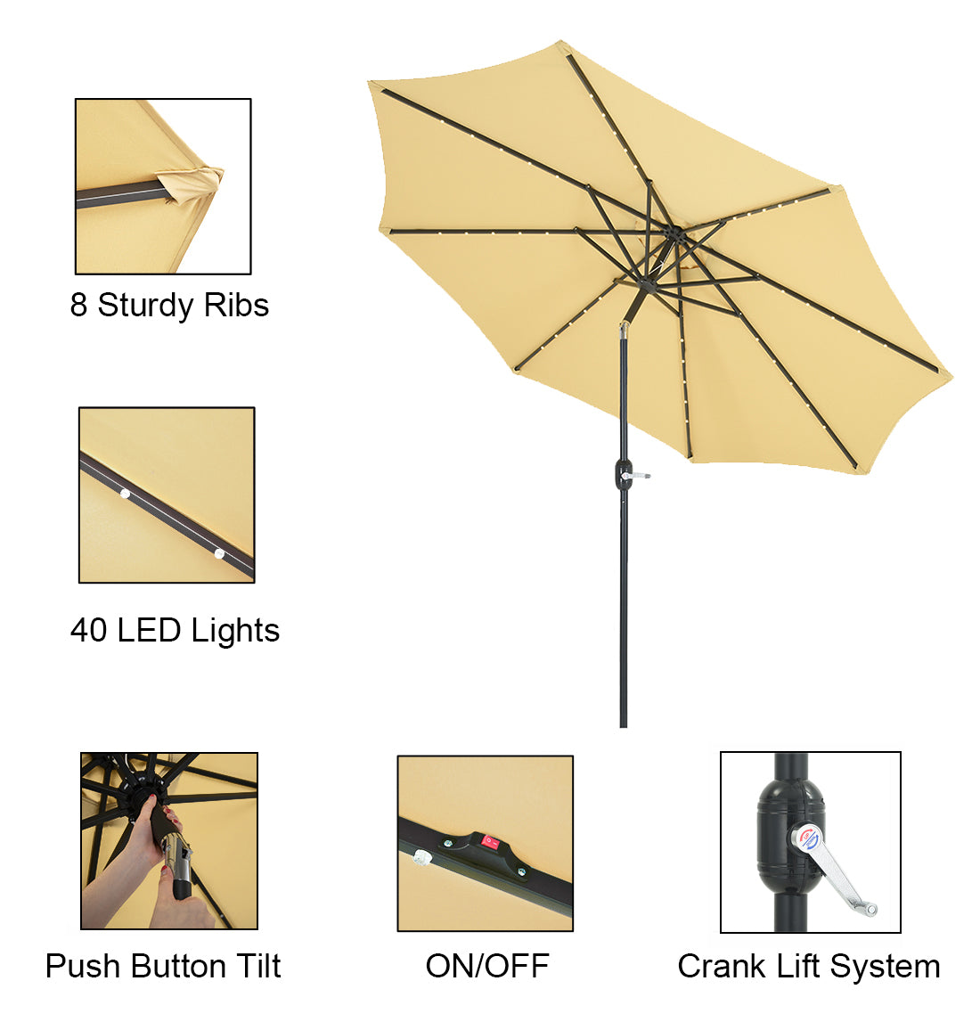 Patio Watcher 10-FT Solar Umbrella