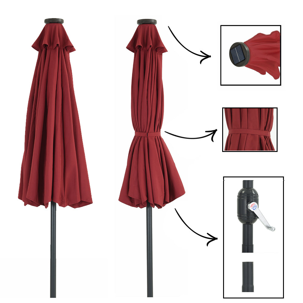 Patio Watcher 11-FT Solar Umbrella