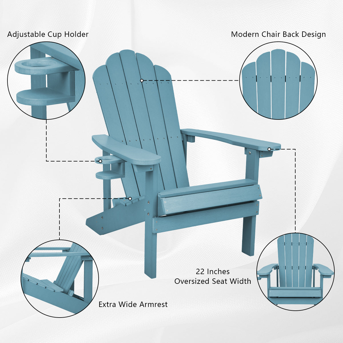 Patio Watcher Poly Lumber Classic Adirondack Chair with Cup Holder