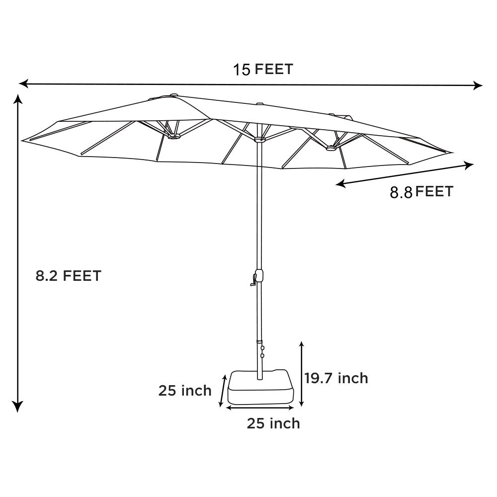 Patio Watcher 15-Ft Solar Patio Double Sided Umbrella