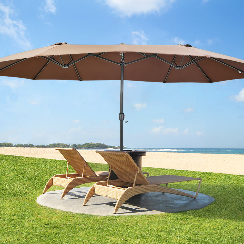 Patio Watcher 15-Ft Solar Patio Double Sided Umbrella